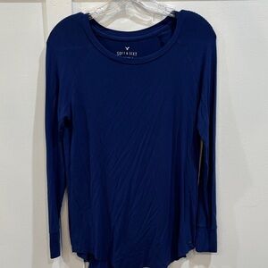 American Eagle Outfitters Deep Blue Long Sleeve Tee